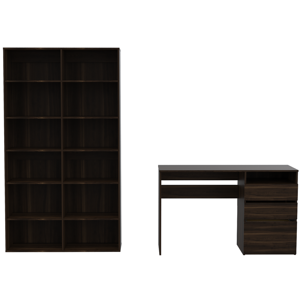 Escritorio + Biblioteca Color Office 7 Habano Para Oficina